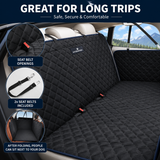 Seat belt openings, 2 safety belts included, folds so passengers can sit beside your dog