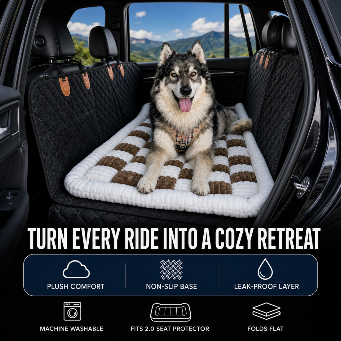 Luxe Dog Bed — Plush Mat for the Hard Bottom Seat Protector 2.0